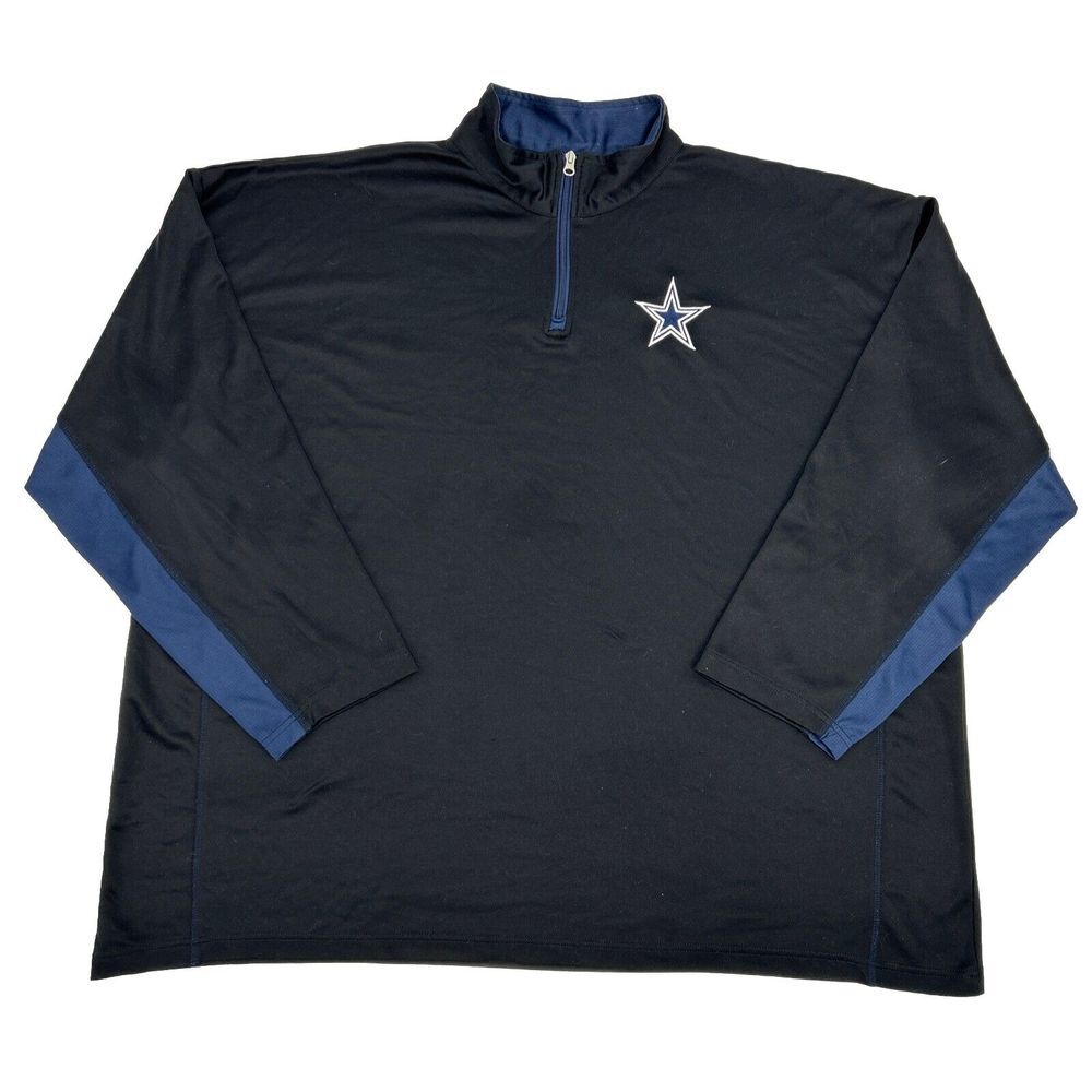 Dallas Cowboys Shirt Men's 4XL Black Long Sleeve 1/4 Zip Pullover NFL